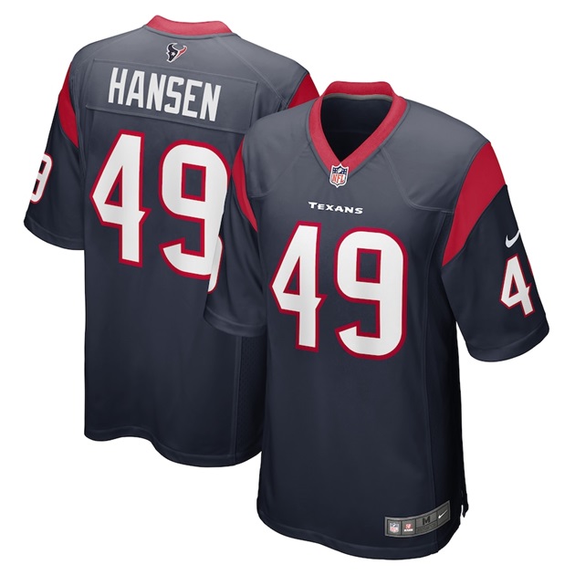 mens nike jake hansen navy houston texans game player jersey